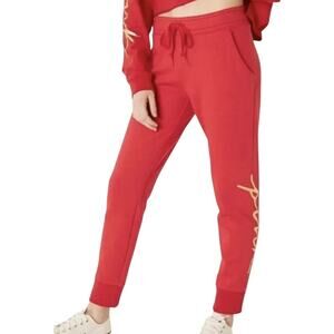 Victoria's Secret Pink Classic Fit Joggers Red and Gold SweatPants Size Large